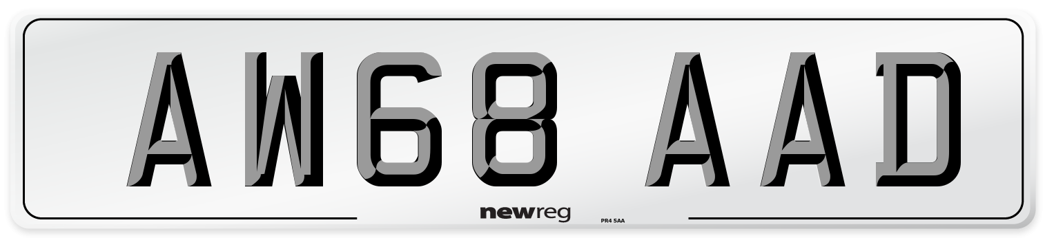AW68 AAD Number Plate from New Reg
